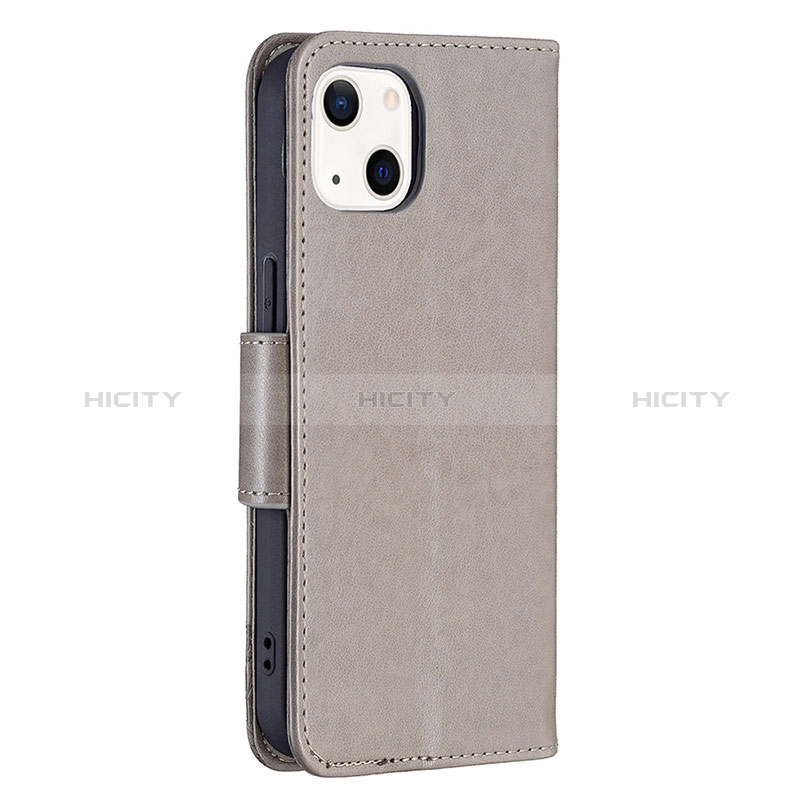 Custodia Portafoglio In Pelle Farfalla Cover con Supporto L09 per Apple iPhone 15 Grigio