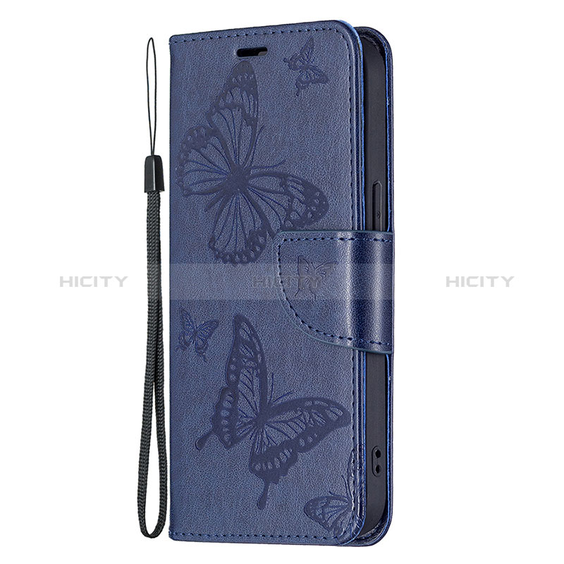 Custodia Portafoglio In Pelle Farfalla Cover con Supporto L09 per Apple iPhone 15 Plus Blu