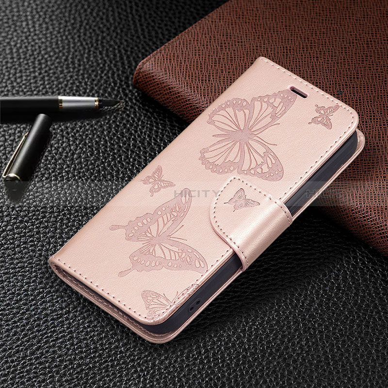 Custodia Portafoglio In Pelle Farfalla Cover con Supporto L09 per Apple iPhone 15 Plus Rosa