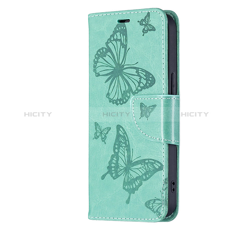 Custodia Portafoglio In Pelle Farfalla Cover con Supporto L09 per Apple iPhone 15 Plus Verde