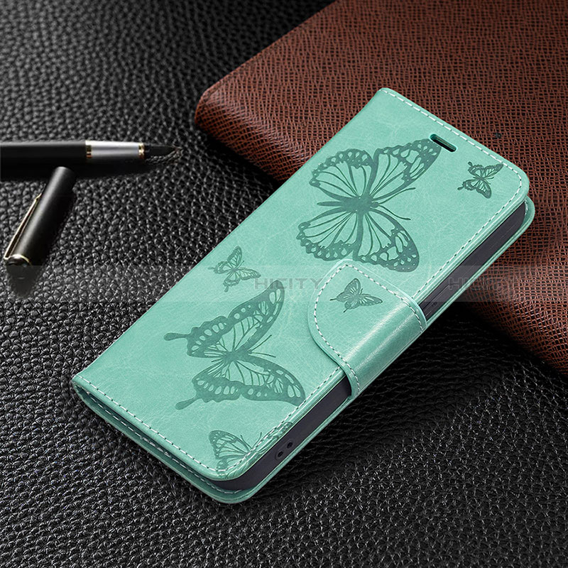 Custodia Portafoglio In Pelle Farfalla Cover con Supporto L09 per Apple iPhone 15 Plus Verde