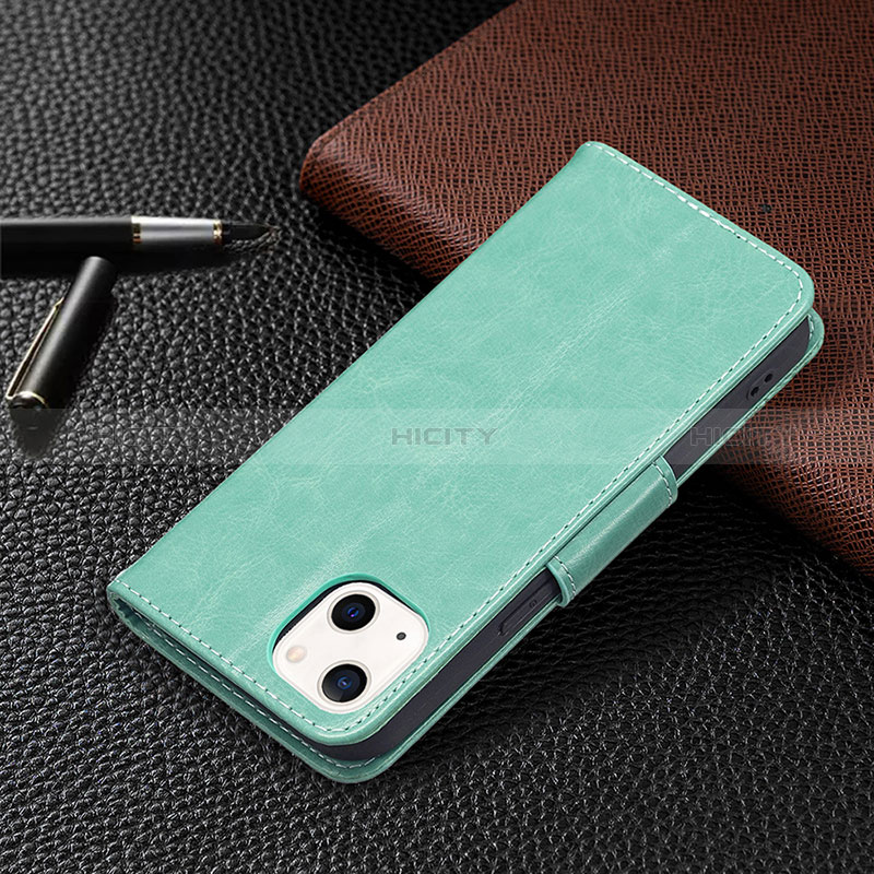 Custodia Portafoglio In Pelle Farfalla Cover con Supporto L09 per Apple iPhone 15 Plus Verde