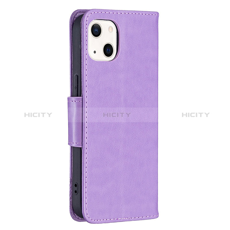 Custodia Portafoglio In Pelle Farfalla Cover con Supporto L09 per Apple iPhone 15 Plus Viola