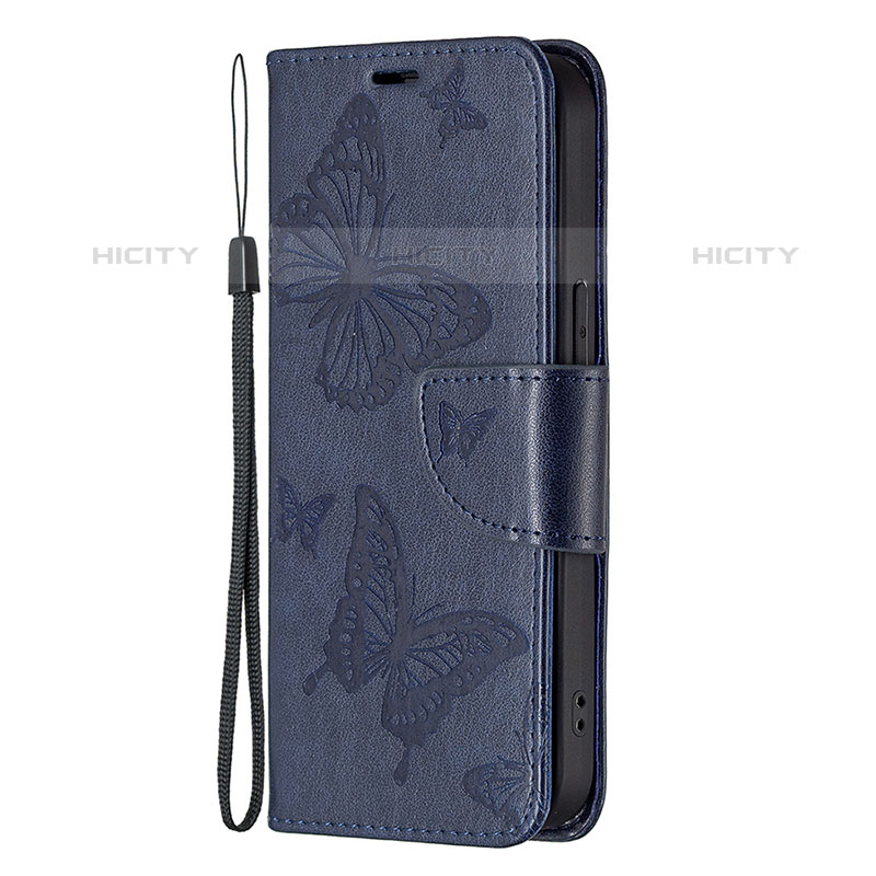 Custodia Portafoglio In Pelle Farfalla Cover con Supporto L09 per Apple iPhone 15 Pro Max Blu