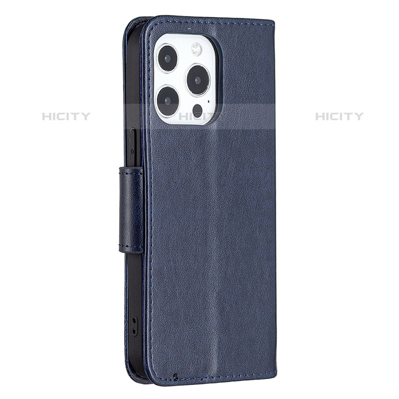 Custodia Portafoglio In Pelle Farfalla Cover con Supporto L09 per Apple iPhone 15 Pro Max Blu