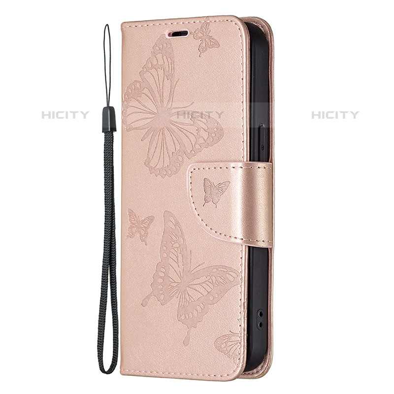 Custodia Portafoglio In Pelle Farfalla Cover con Supporto L09 per Apple iPhone 15 Pro Rosa