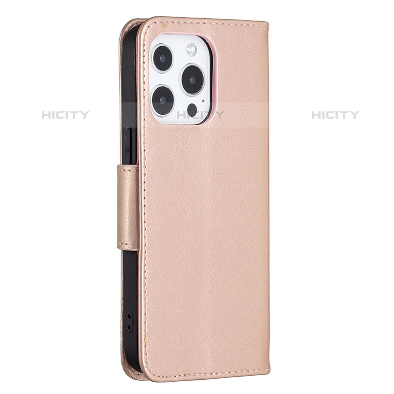 Custodia Portafoglio In Pelle Farfalla Cover con Supporto L09 per Apple iPhone 15 Pro Rosa