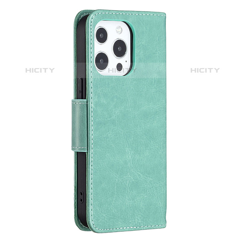 Custodia Portafoglio In Pelle Farfalla Cover con Supporto L09 per Apple iPhone 15 Pro Verde