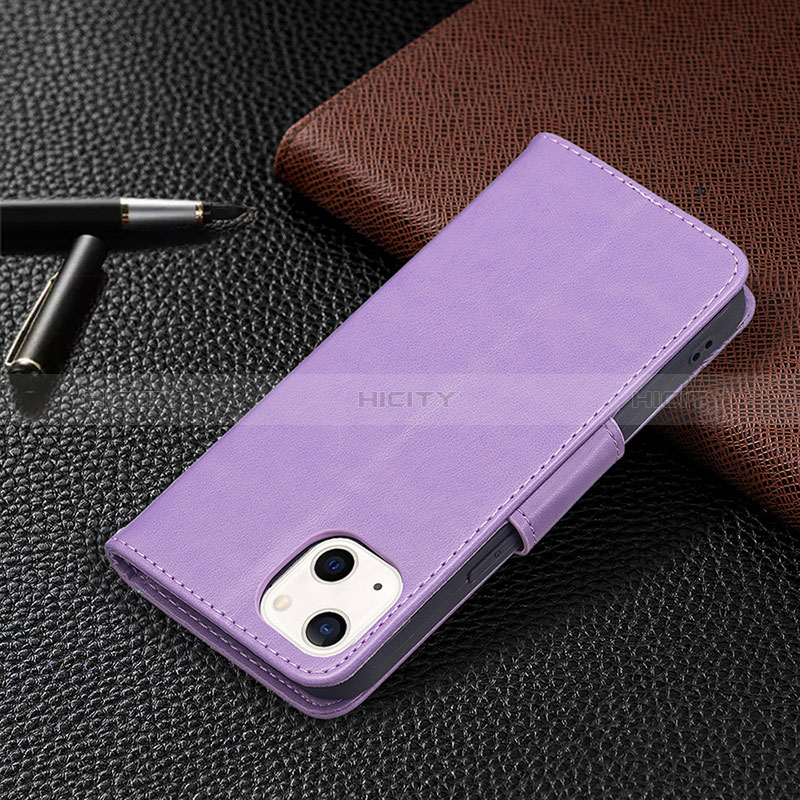 Custodia Portafoglio In Pelle Farfalla Cover con Supporto L09 per Apple iPhone 15 Viola