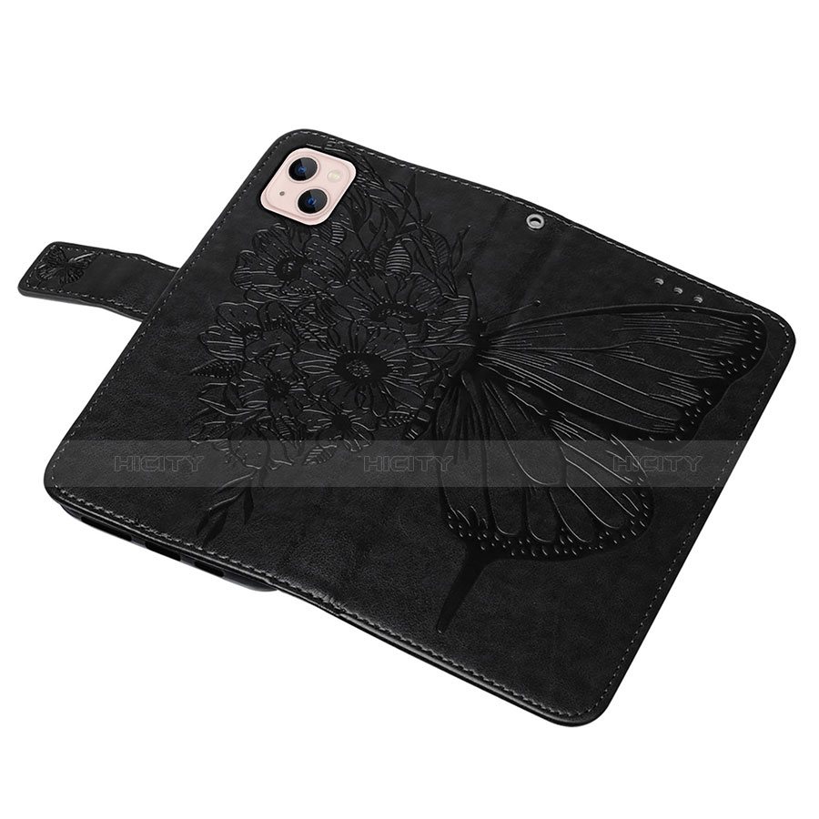 Custodia Portafoglio In Pelle Farfalla Cover con Supporto L10 per Apple iPhone 13 Nero