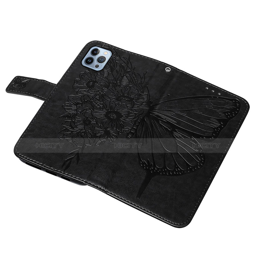 Custodia Portafoglio In Pelle Farfalla Cover con Supporto L10 per Apple iPhone 13 Pro Max Nero