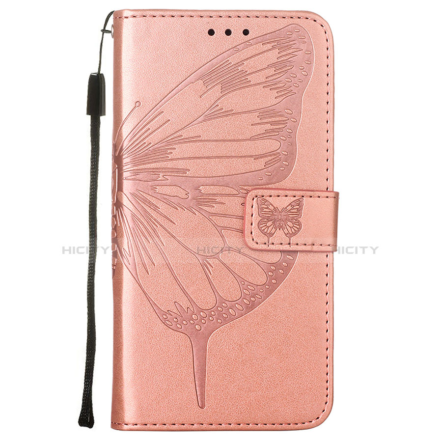 Custodia Portafoglio In Pelle Farfalla Cover con Supporto L10 per Apple iPhone 13 Pro Oro Rosa