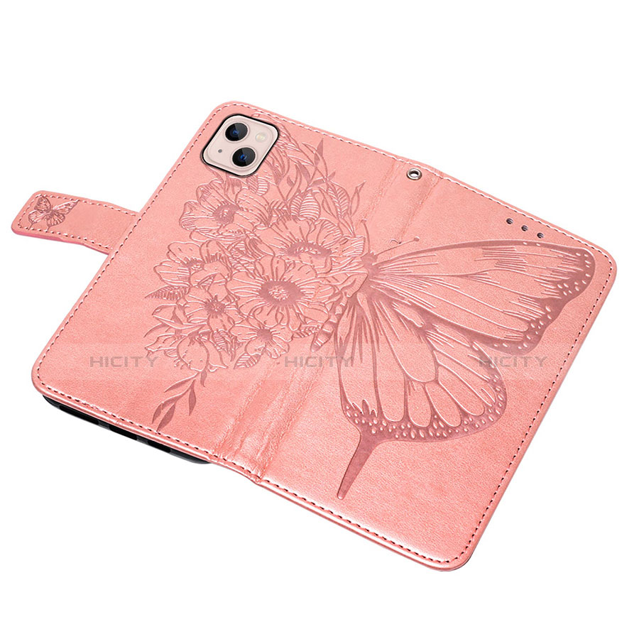 Custodia Portafoglio In Pelle Farfalla Cover con Supporto L10 per Apple iPhone 14 Oro Rosa