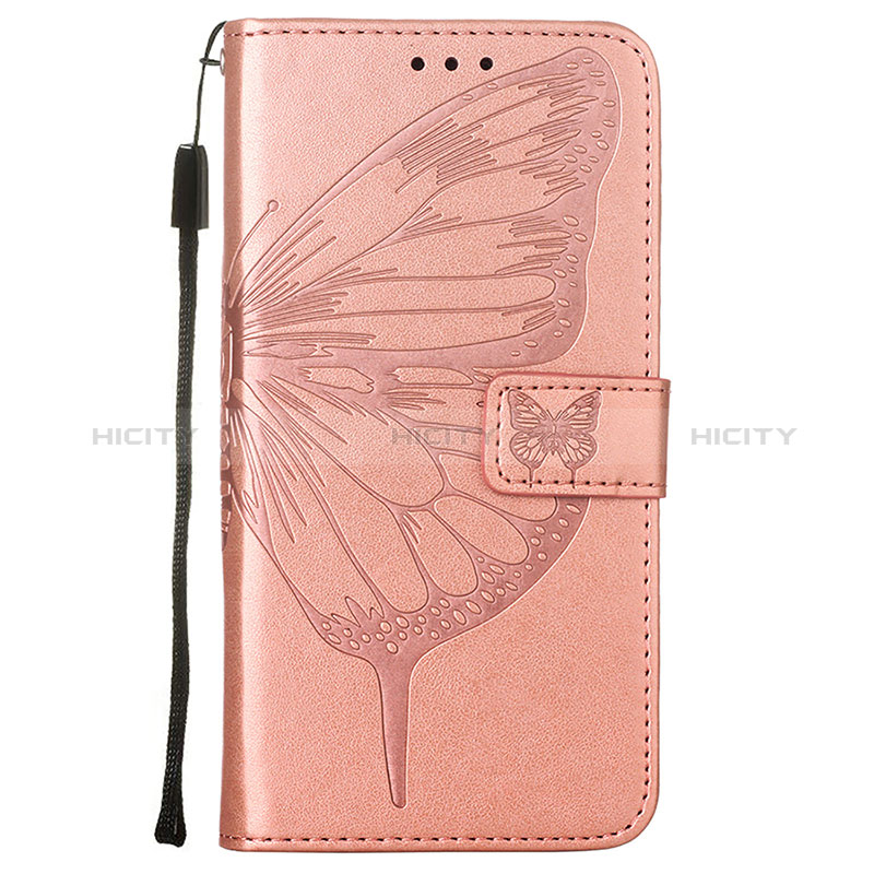 Custodia Portafoglio In Pelle Farfalla Cover con Supporto L10 per Apple iPhone 14 Pro Max Oro Rosa