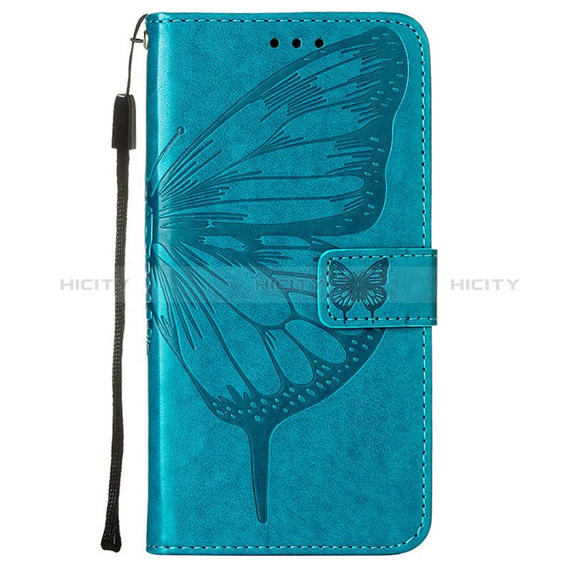 Custodia Portafoglio In Pelle Farfalla Cover con Supporto L10 per Apple iPhone 15 Blu