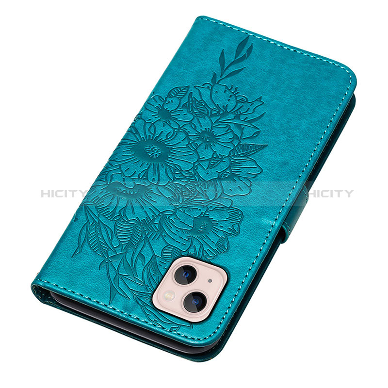 Custodia Portafoglio In Pelle Farfalla Cover con Supporto L10 per Apple iPhone 15 Blu