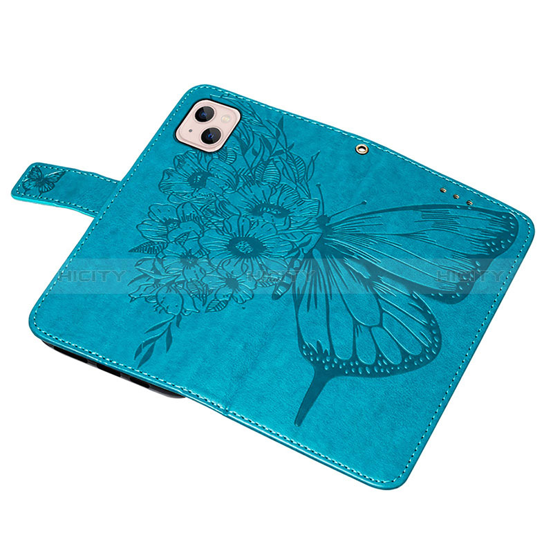 Custodia Portafoglio In Pelle Farfalla Cover con Supporto L10 per Apple iPhone 15 Blu