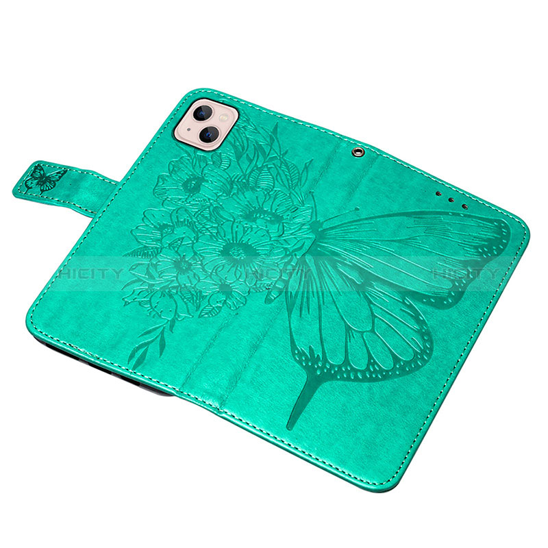 Custodia Portafoglio In Pelle Farfalla Cover con Supporto L10 per Apple iPhone 15 Plus Verde