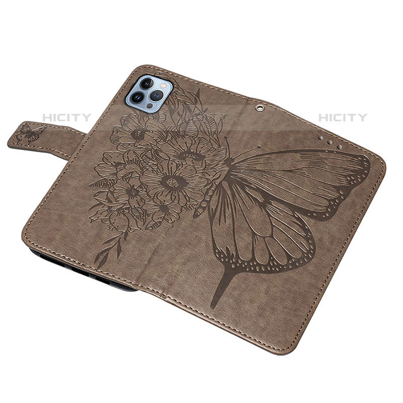 Custodia Portafoglio In Pelle Farfalla Cover con Supporto L10 per Apple iPhone 15 Pro Grigio Scuro