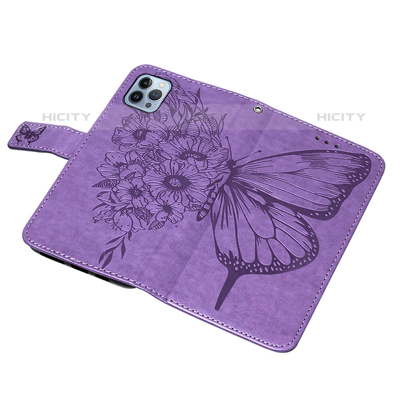 Custodia Portafoglio In Pelle Farfalla Cover con Supporto L10 per Apple iPhone 15 Pro Lavanda