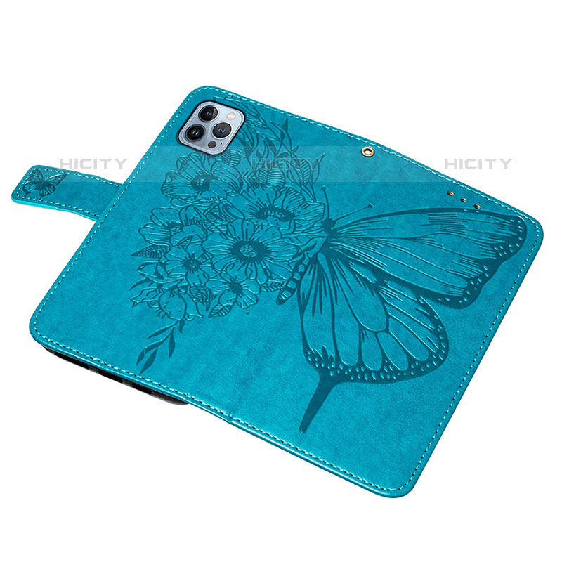 Custodia Portafoglio In Pelle Farfalla Cover con Supporto L10 per Apple iPhone 15 Pro Max Blu