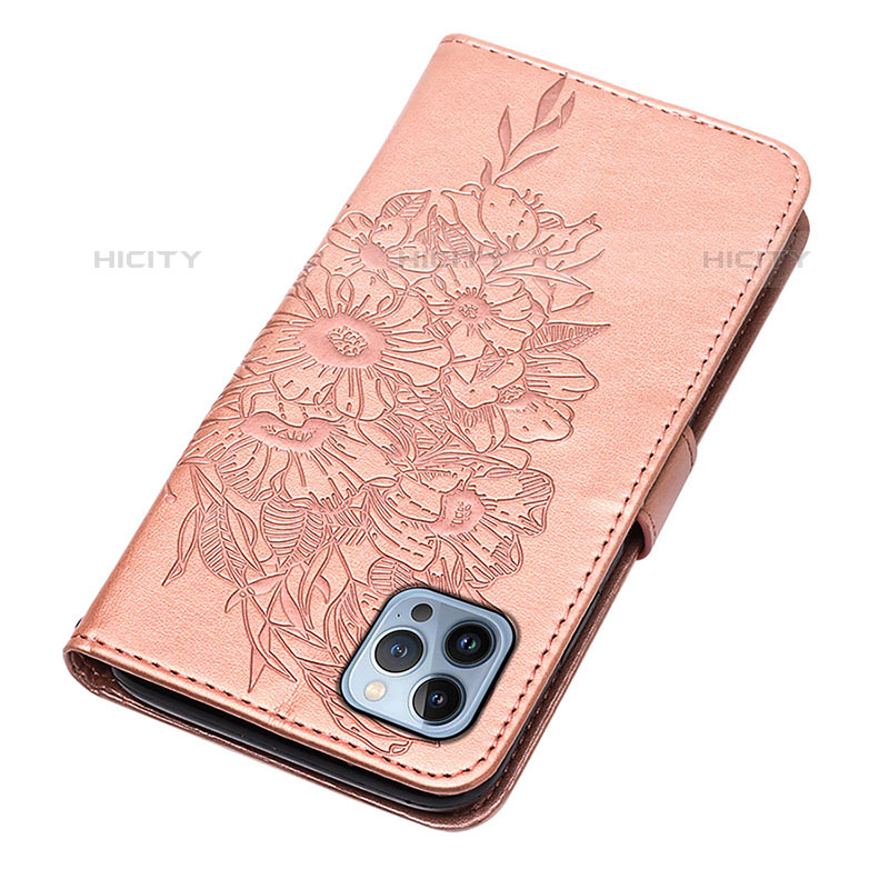 Custodia Portafoglio In Pelle Farfalla Cover con Supporto L10 per Apple iPhone 15 Pro Max Oro Rosa