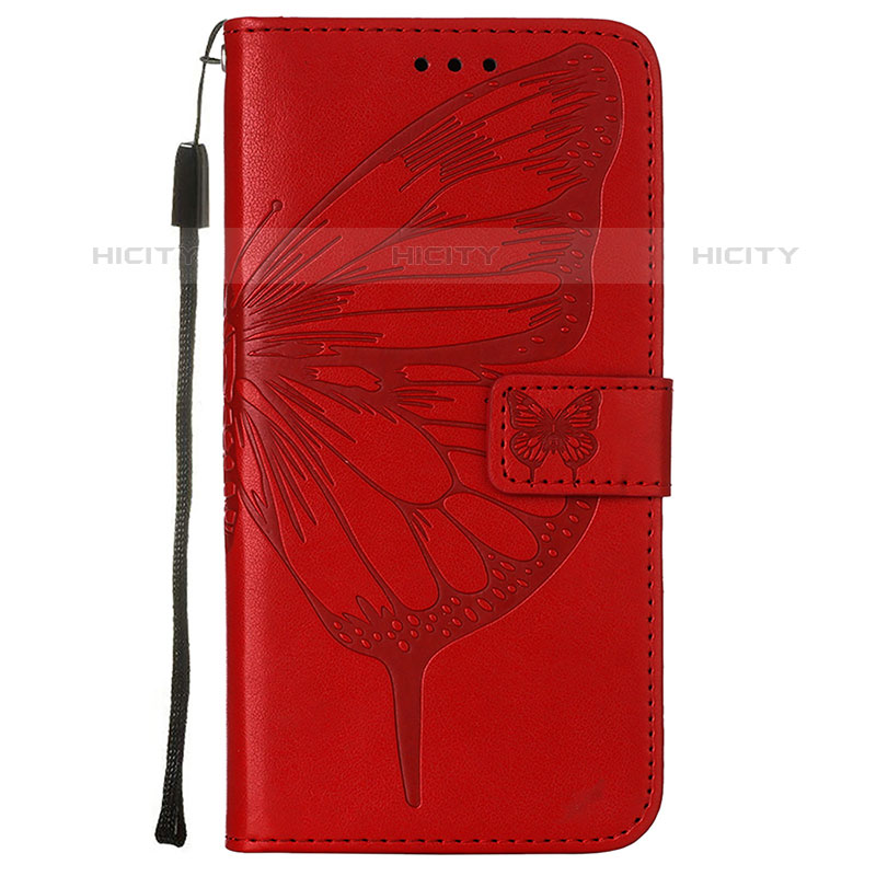 Custodia Portafoglio In Pelle Farfalla Cover con Supporto L10 per Apple iPhone 15 Pro Max Rosso