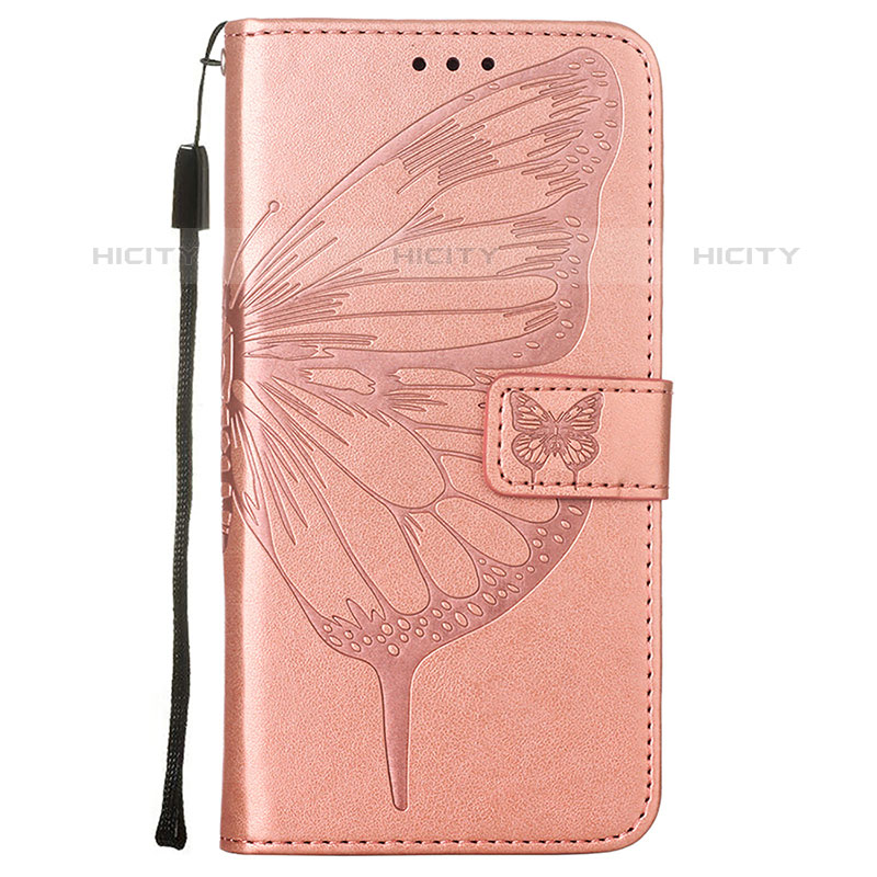 Custodia Portafoglio In Pelle Farfalla Cover con Supporto L10 per Apple iPhone 15 Pro Oro Rosa