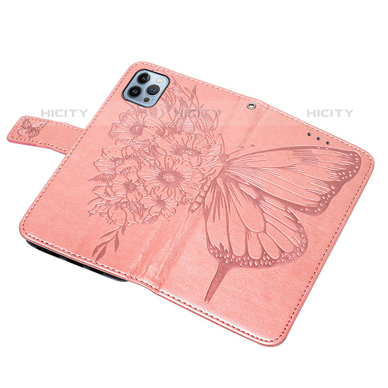 Custodia Portafoglio In Pelle Farfalla Cover con Supporto L10 per Apple iPhone 15 Pro Oro Rosa