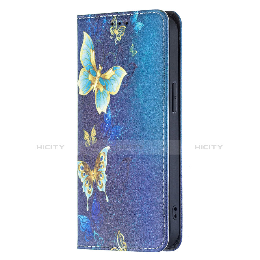 Custodia Portafoglio In Pelle Farfalla Cover con Supporto per Apple iPhone 14 Plus Blu