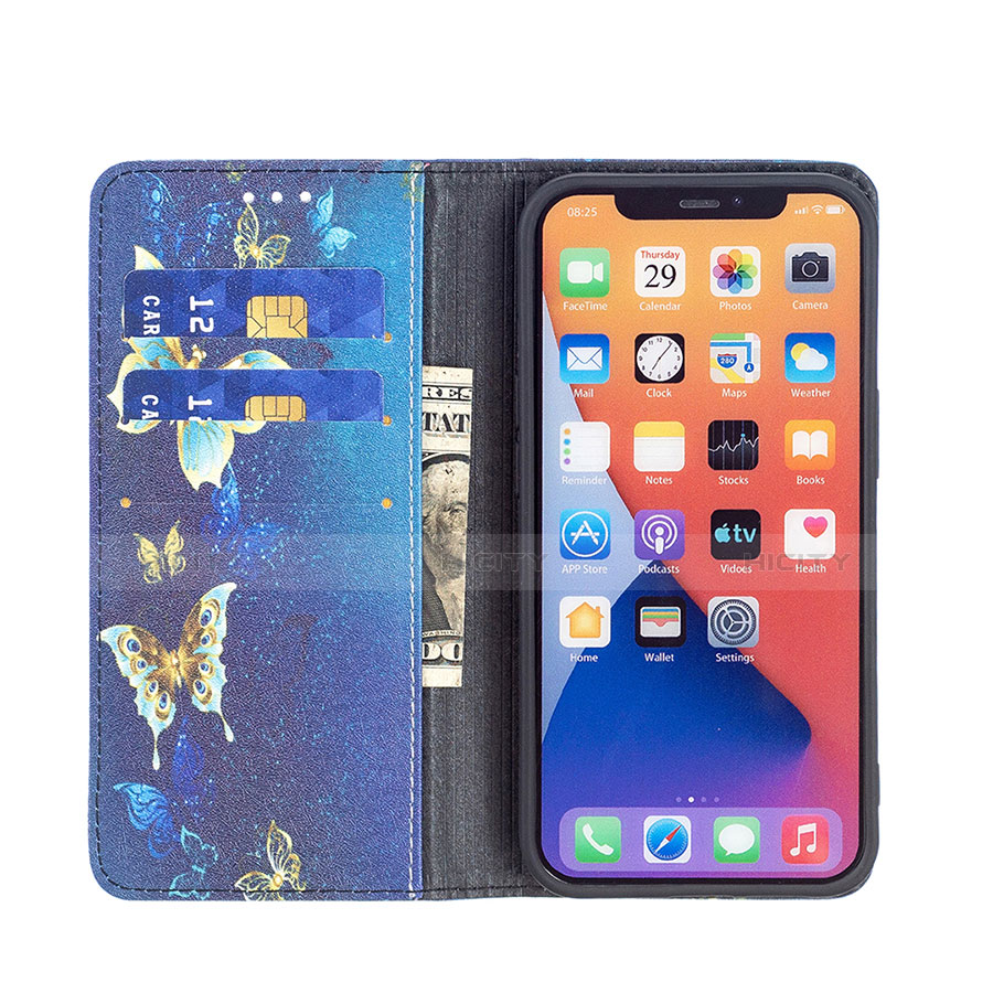 Custodia Portafoglio In Pelle Farfalla Cover con Supporto per Apple iPhone 14 Plus Blu