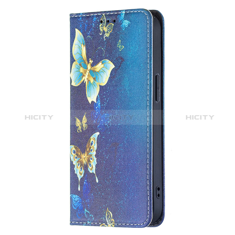 Custodia Portafoglio In Pelle Farfalla Cover con Supporto per Apple iPhone 15 Blu