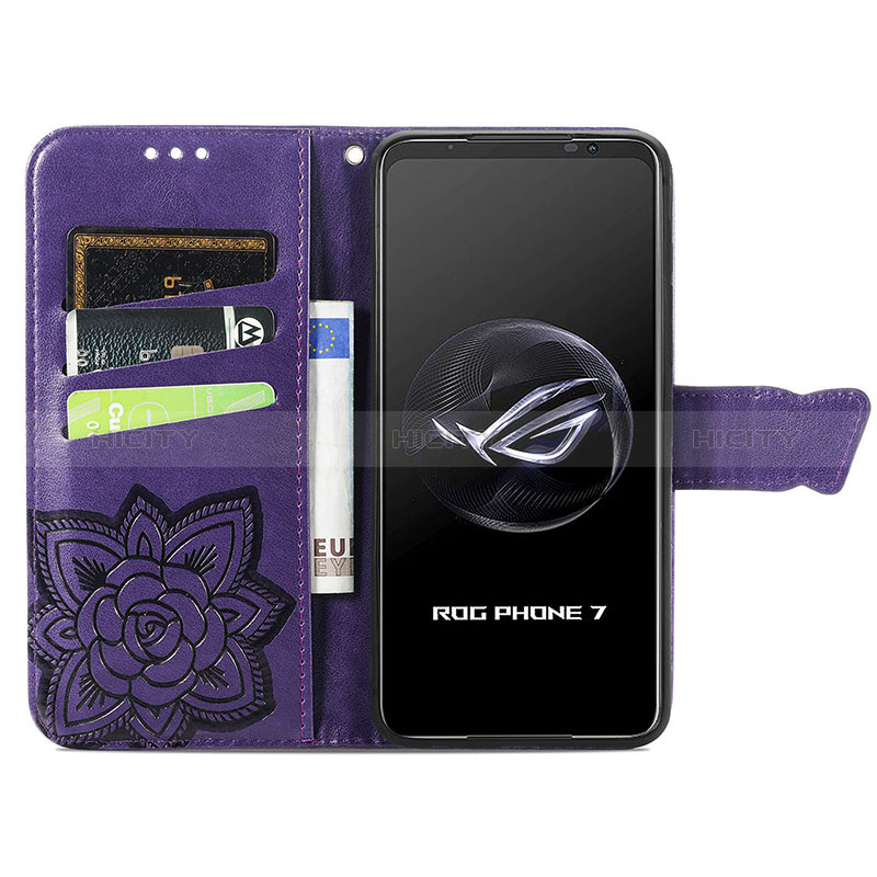 Custodia Portafoglio In Pelle Farfalla Cover con Supporto per Asus ROG Phone 7 Pro