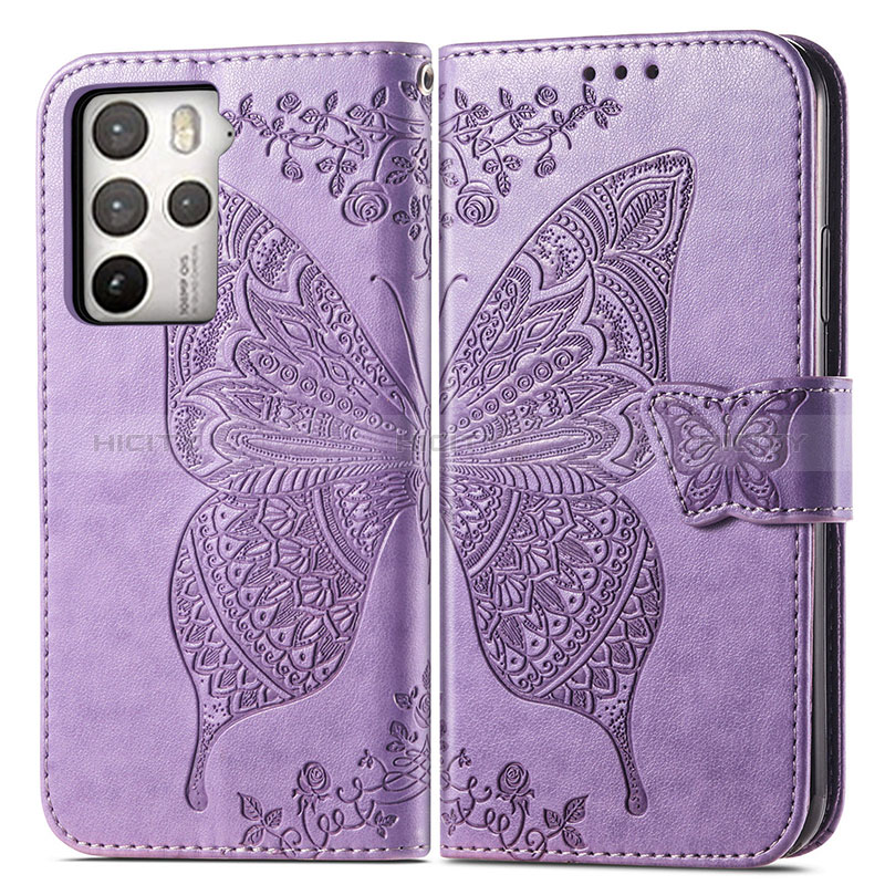 Custodia Portafoglio In Pelle Farfalla Cover con Supporto per HTC U23 Pro 5G Lavanda