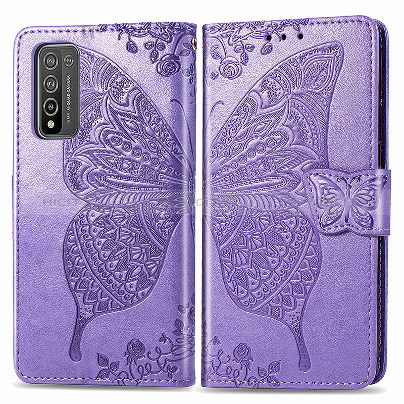 Custodia Portafoglio In Pelle Farfalla Cover con Supporto per Huawei Honor 10X Lite Lavanda