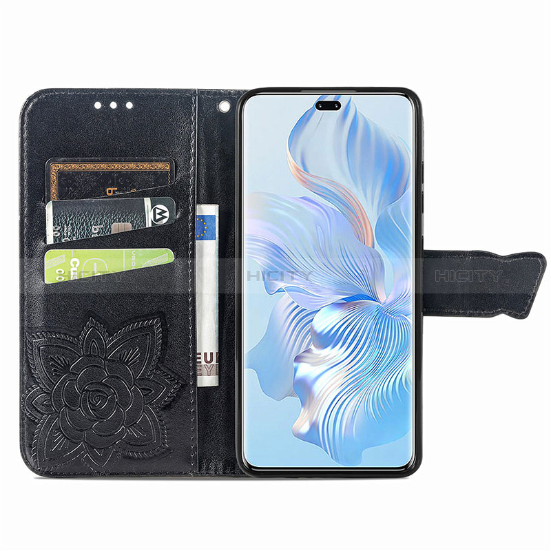 Custodia Portafoglio In Pelle Farfalla Cover con Supporto per Huawei Honor 80 Pro Flat 5G