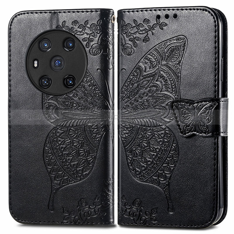 Custodia Portafoglio In Pelle Farfalla Cover con Supporto per Huawei Honor Magic3 5G Nero