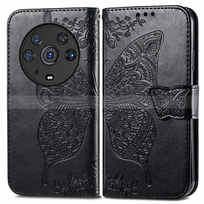 Custodia Portafoglio In Pelle Farfalla Cover con Supporto per Huawei Honor Magic3 Pro 5G Nero