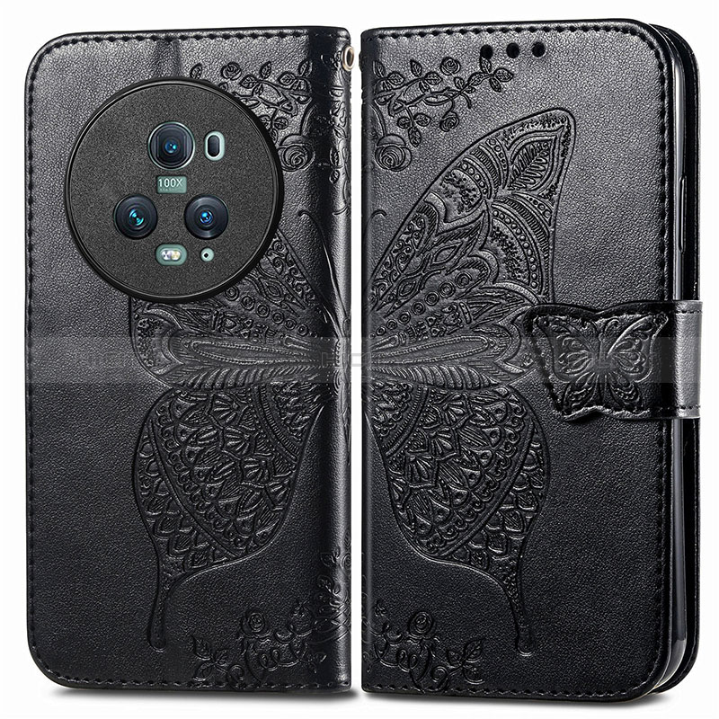 Custodia Portafoglio In Pelle Farfalla Cover con Supporto per Huawei Honor Magic5 Pro 5G Nero