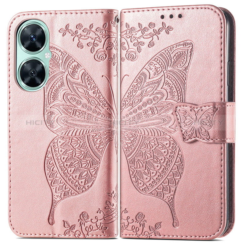 Custodia Portafoglio In Pelle Farfalla Cover con Supporto per Huawei Nova 11i Oro Rosa