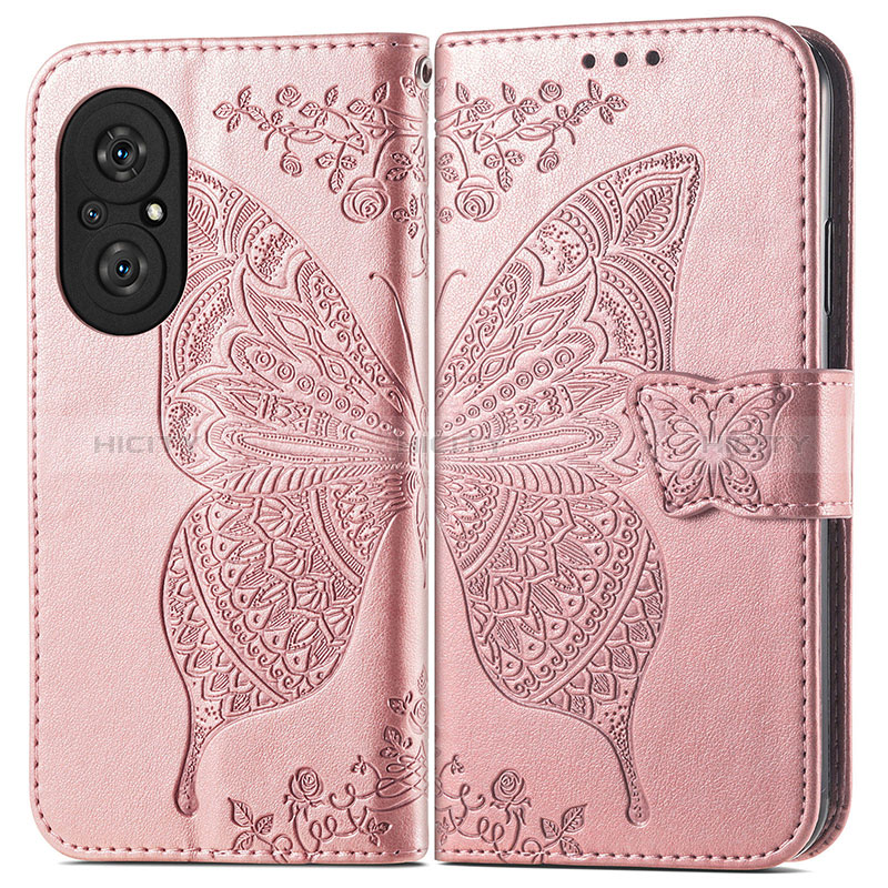 Custodia Portafoglio In Pelle Farfalla Cover con Supporto per Huawei Nova 9 SE Oro Rosa