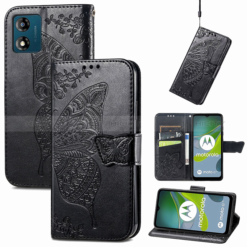 Custodia Portafoglio In Pelle Farfalla Cover con Supporto per Motorola Moto E13