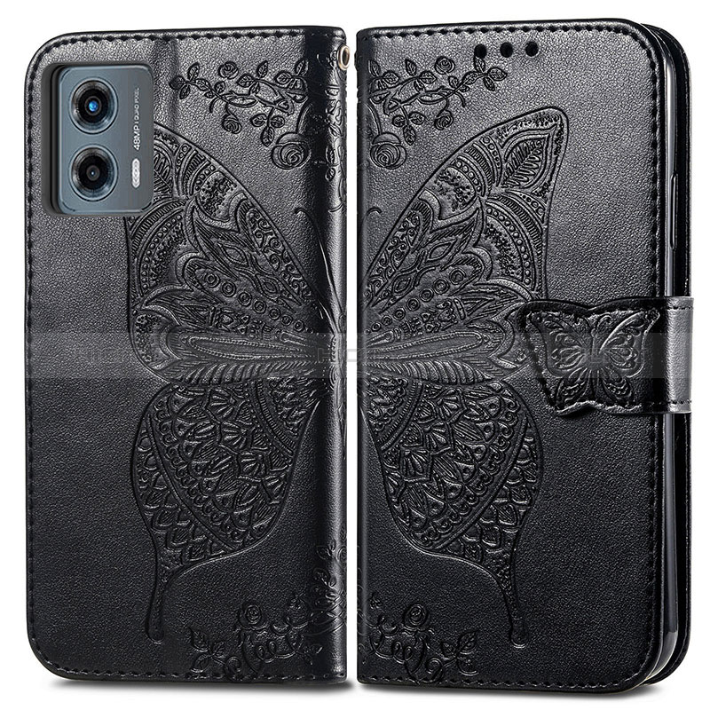 Custodia Portafoglio In Pelle Farfalla Cover con Supporto per Motorola Moto G 5G (2023) Nero