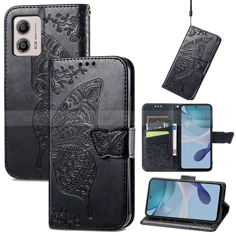 Custodia Portafoglio In Pelle Farfalla Cover con Supporto per Motorola Moto G53 5G