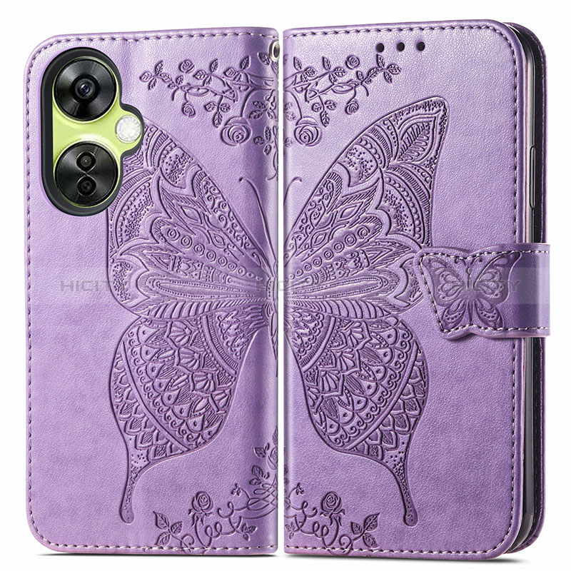 Custodia Portafoglio In Pelle Farfalla Cover con Supporto per Oppo K11x 5G Lavanda