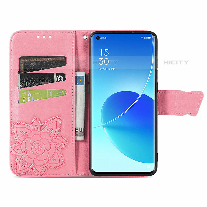 Custodia Portafoglio In Pelle Farfalla Cover con Supporto per Oppo Reno6 Pro 5G