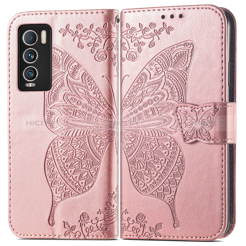 Custodia Portafoglio In Pelle Farfalla Cover con Supporto per Realme GT Master Explorer 5G Oro Rosa