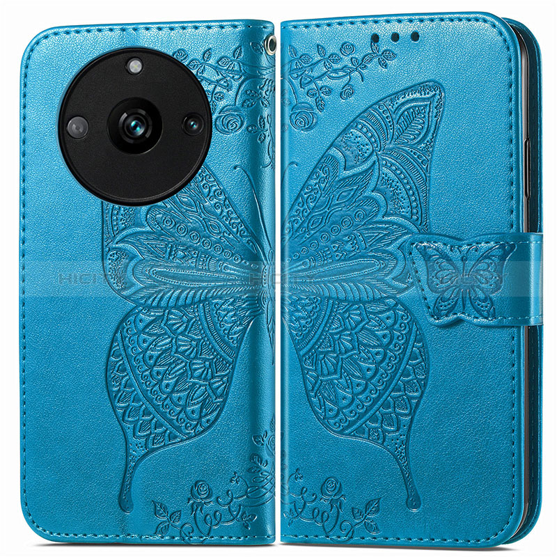 Custodia Portafoglio In Pelle Farfalla Cover con Supporto per Realme Narzo 60 Pro 5G Blu