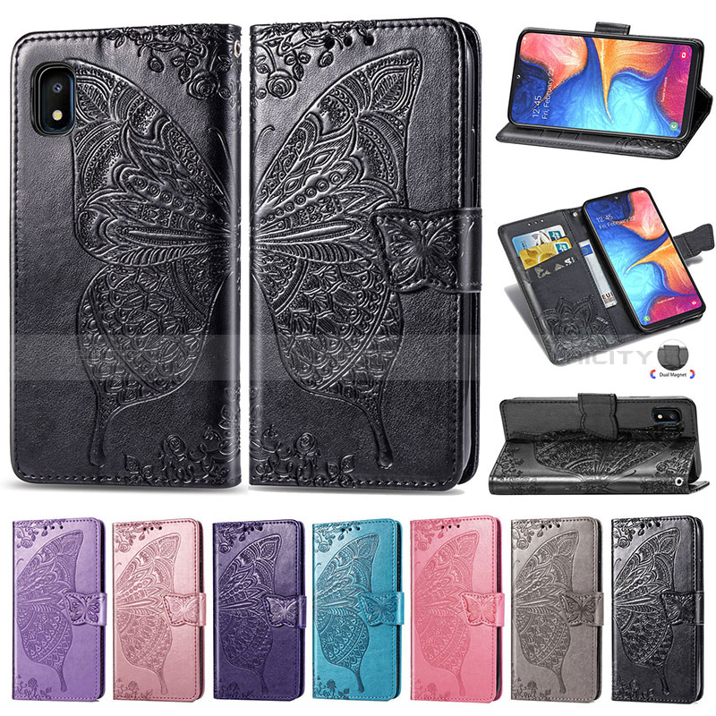 Custodia Portafoglio In Pelle Farfalla Cover con Supporto per Samsung Galaxy A10e