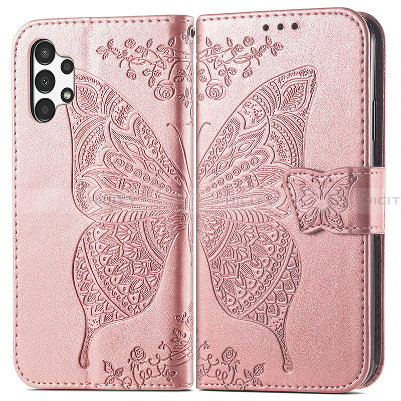 Custodia Portafoglio In Pelle Farfalla Cover con Supporto per Samsung Galaxy A13 4G Rosa